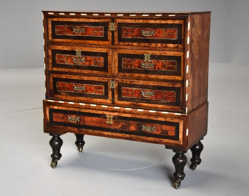 fig 2. Late 17th century Continental walnut & tortoiseshell collector’s chest of drawers