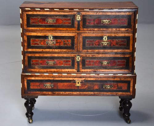 fig 3. Late 17th century Continental walnut & tortoiseshell collector’s chest of drawers