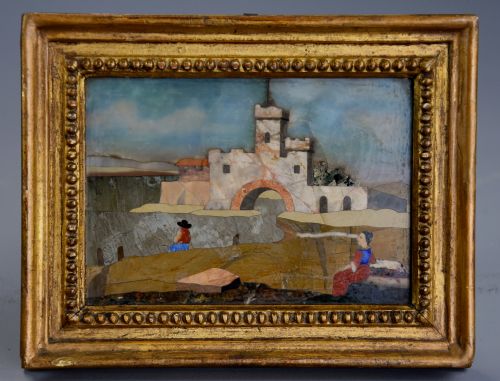 fig 1. Early 18th century Italian pietra dura panel in gilt frame, possibly from the Grand Ducal workshops, Florence