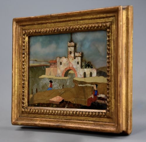 fig 2. Early 18th century Italian pietra dura panel in gilt frame, possibly from the Grand Ducal workshops, Florence