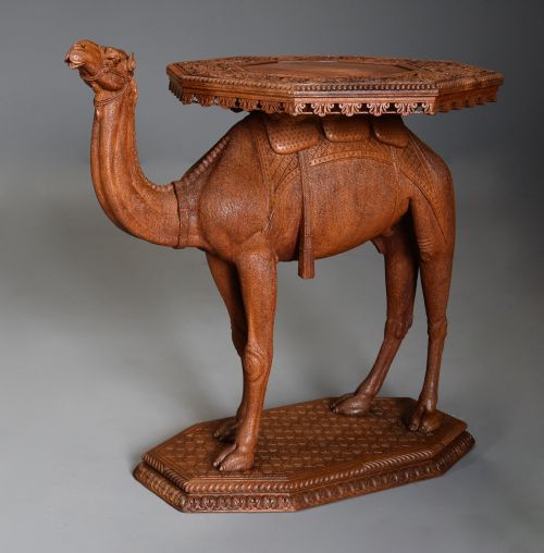 Superb Quality Late 19thc Anglo Indian Hardwood Camel Table of Good Patina