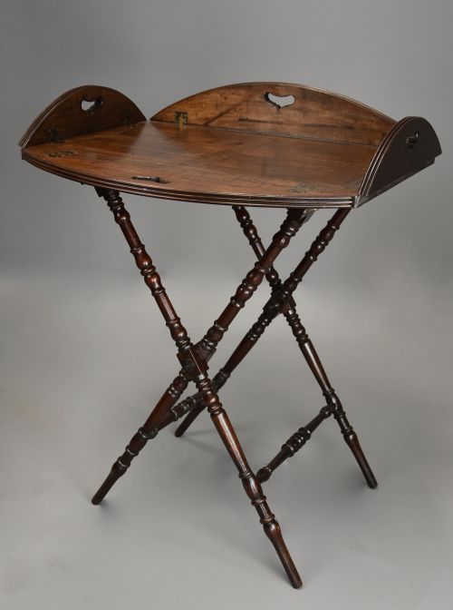 fig 1. Late 18th century mahogany oval Butler’s tray on stand with superb original patina