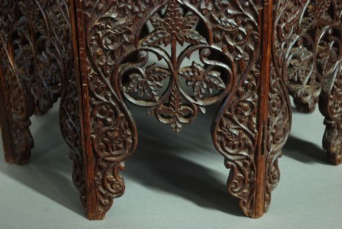 LATE 19TH CENTURY INDIAN HARDWOOD TABLE OF OCTAGONAL SHAPE WITH COPPER INSET TOP - ADDITIONAL PHOTO 7