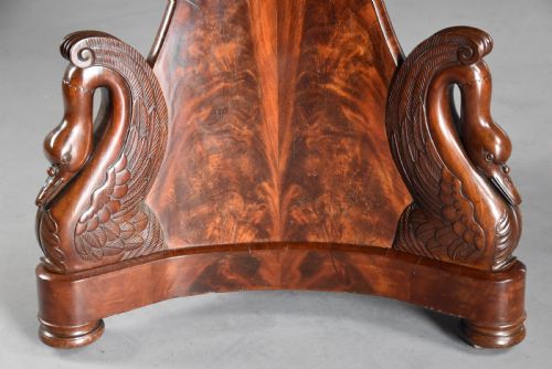 fig 5. Fine quality near pair of 19thc French Empire mahogany gueridon tables with carved swan decoration 