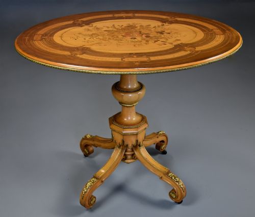 MID 19THC EXHIBITION QUALITY INLAID SYCAMORE CENTRE TABLE IN THE MANNER OF JACKSON GRAHAM - ADDITIONAL PHOTO 1