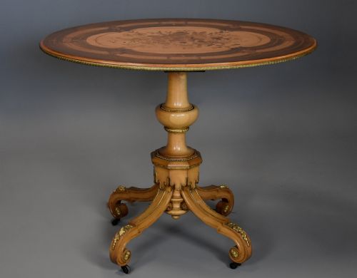 MID 19THC EXHIBITION QUALITY INLAID SYCAMORE CENTRE TABLE IN THE MANNER OF JACKSON GRAHAM - ADDITIONAL PHOTO 2