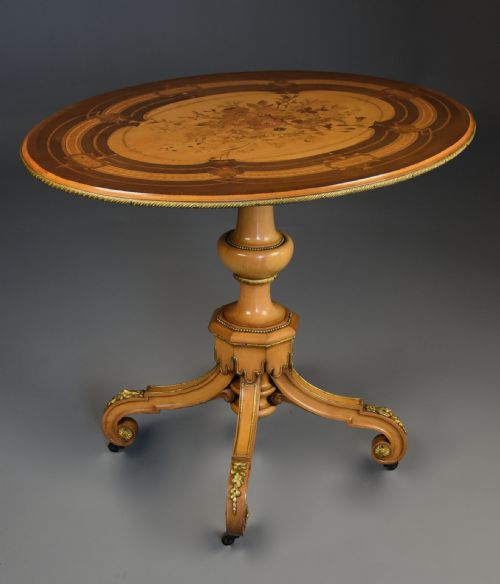 MID 19THC EXHIBITION QUALITY INLAID SYCAMORE CENTRE TABLE IN THE MANNER OF JACKSON GRAHAM - ADDITIONAL PHOTO 3