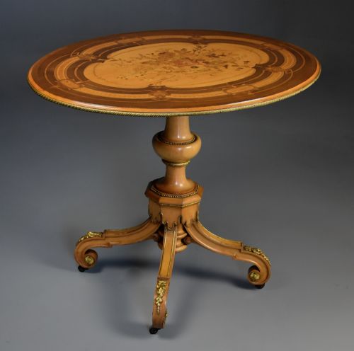 MID 19THC EXHIBITION QUALITY INLAID SYCAMORE CENTRE TABLE IN THE MANNER OF JACKSON GRAHAM - ADDITIONAL PHOTO 4