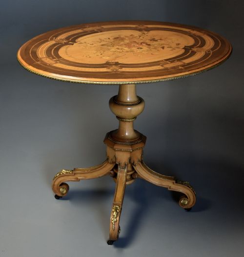 MID 19THC EXHIBITION QUALITY INLAID SYCAMORE CENTRE TABLE IN THE MANNER OF JACKSON GRAHAM - ADDITIONAL PHOTO 5