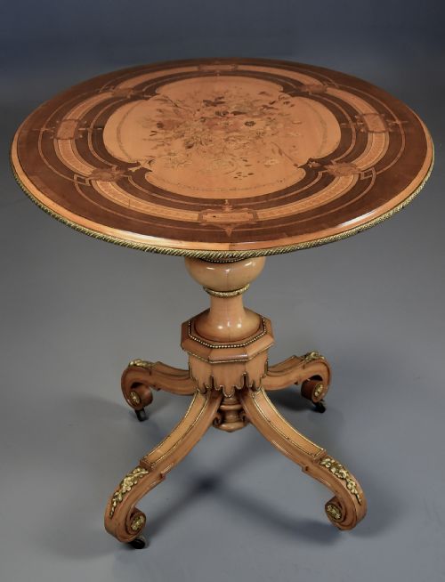 MID 19THC EXHIBITION QUALITY INLAID SYCAMORE CENTRE TABLE IN THE MANNER OF JACKSON GRAHAM - ADDITIONAL PHOTO 6