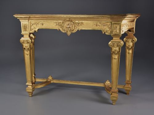 fig 1. Late 19th century French giltwood console table with marble top
