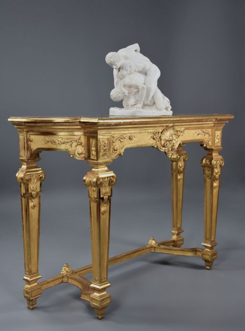 fig 2. Late 19th century French giltwood console table with marble top