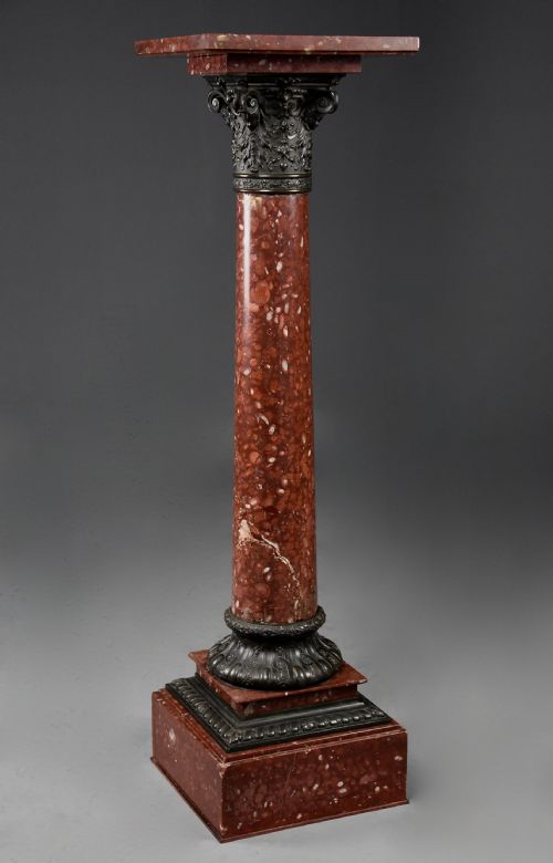 fig 1. Late 19th century French rouge marble and bronze Classical column