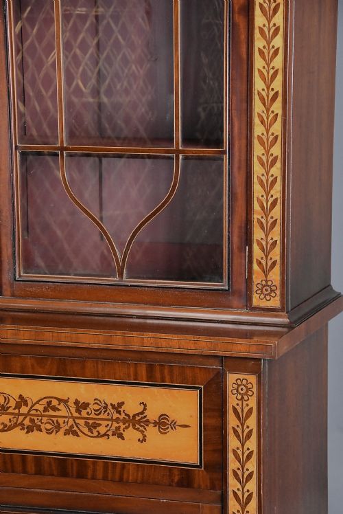 EARLY 19TH CENTURY FINE QUALITY MAHOGANY MAPLE SECRETAIRE BOOKCASE IN THE MANNER OF GEORGE BULLOCK - ADDITIONAL PHOTO 13