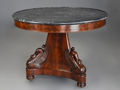 fig 2. Fine quality early 19th century French Empire mahogany gueridon table with carved swan decoration to base