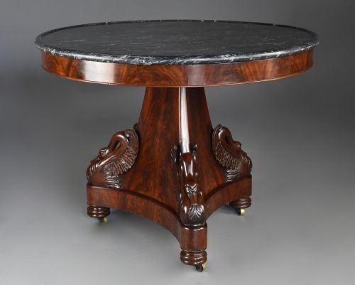 fig 3. Fine quality early 19th century French Empire mahogany gueridon table with carved swan decoration to base