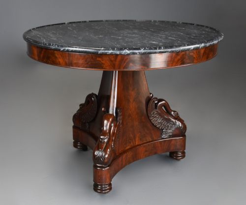 fig 4. Fine quality early 19th century French Empire mahogany gueridon table with carved swan decoration to base