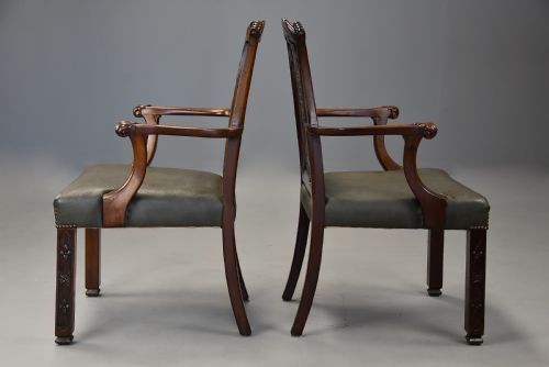 PAIR OF FINE QUALITY LATE 19TH CENTURY MAHOGANY OPEN ARMCHAIRS IN THE CHIPPENDALE STYLE - ADDITIONAL PHOTO 10