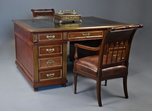 fig 1. Late 19th century French mahogany partners desk in the Directoire style