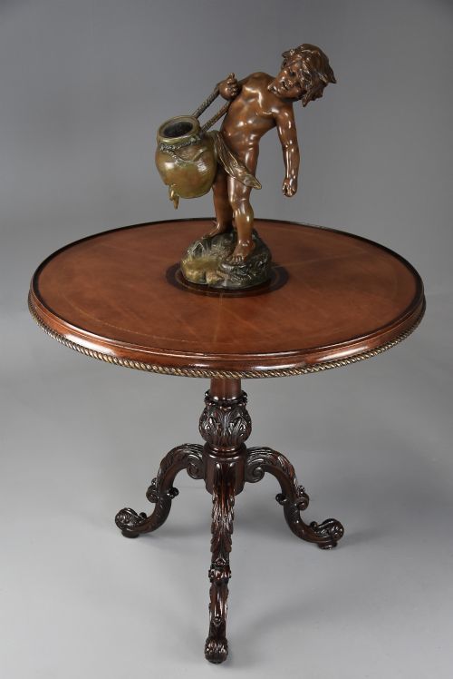 FINE QUALITY 18TH CENTURY ROCOCO STYLE MAHOGANY LEATHER TOP TRIPOD TABLE - ADDITIONAL PHOTO 3