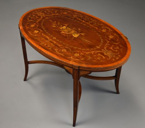 fig 1. Fine quality Edwardian inlaid mahogany coffee table of oval form