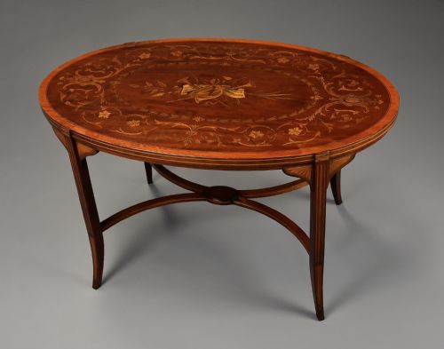 fig 2. Fine quality Edwardian inlaid mahogany coffee table of oval form