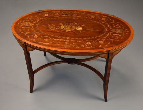fig 3. Fine quality Edwardian inlaid mahogany coffee table of oval form