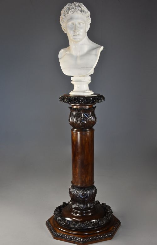 LATE 19TH CENTURY FINELY CARVED STAINED BIRCH PEDESTAL OF LARGE PROPORTIONS - ADDITIONAL PHOTO 2