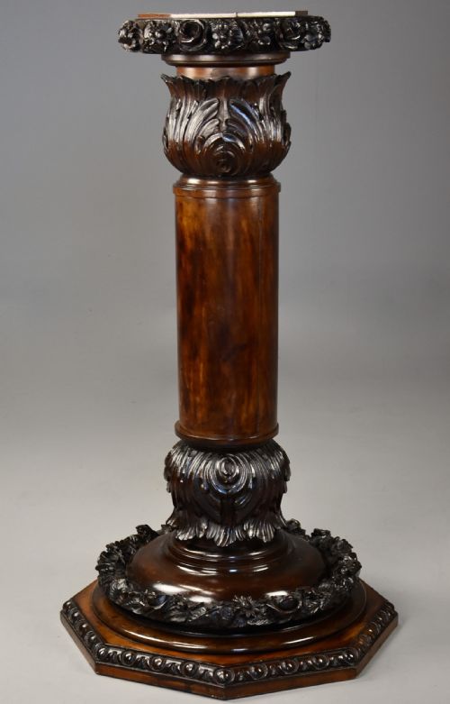 LATE 19TH CENTURY FINELY CARVED STAINED BIRCH PEDESTAL OF LARGE PROPORTIONS - ADDITIONAL PHOTO 3