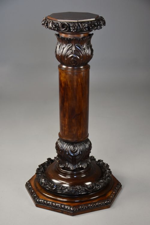 LATE 19TH CENTURY FINELY CARVED STAINED BIRCH PEDESTAL OF LARGE PROPORTIONS - ADDITIONAL PHOTO 4