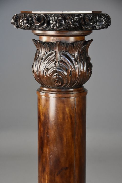 LATE 19TH CENTURY FINELY CARVED STAINED BIRCH PEDESTAL OF LARGE PROPORTIONS - ADDITIONAL PHOTO 5