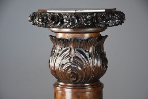 LATE 19TH CENTURY FINELY CARVED STAINED BIRCH PEDESTAL OF LARGE PROPORTIONS - ADDITIONAL PHOTO 6