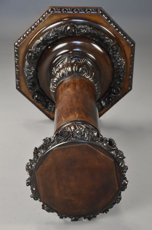LATE 19TH CENTURY FINELY CARVED STAINED BIRCH PEDESTAL OF LARGE PROPORTIONS - ADDITIONAL PHOTO 8