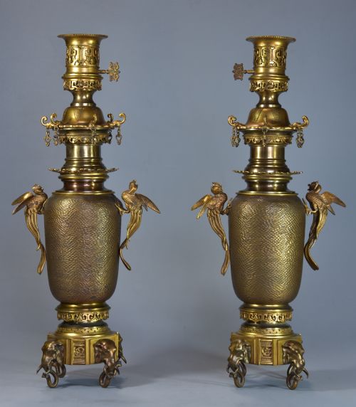 FINE QUALITY LATE 19TH CENTURY FRENCH JAPONISME STYLE GILT PATINATED BRONZE INCENSE BURNER SET - ADDITIONAL PHOTO 12