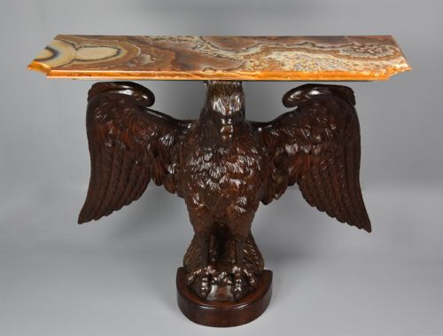 EXCEPTIONAL LARGE LATE 18TH CENTURY BAROQUE STYLE CARVED WALNUT EAGLE CONSOLE TABLE OR STANDALONE EAGLE CARVING - ADDITIONAL PHOTO 1