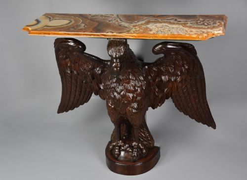 EXCEPTIONAL LARGE LATE 18TH CENTURY BAROQUE STYLE CARVED WALNUT EAGLE CONSOLE TABLE OR STANDALONE EAGLE CARVING - ADDITIONAL PHOTO 2