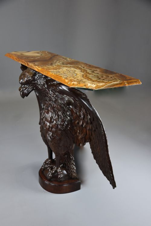 EXCEPTIONAL LARGE LATE 18TH CENTURY BAROQUE STYLE CARVED WALNUT EAGLE CONSOLE TABLE OR STANDALONE EAGLE CARVING - ADDITIONAL PHOTO 6