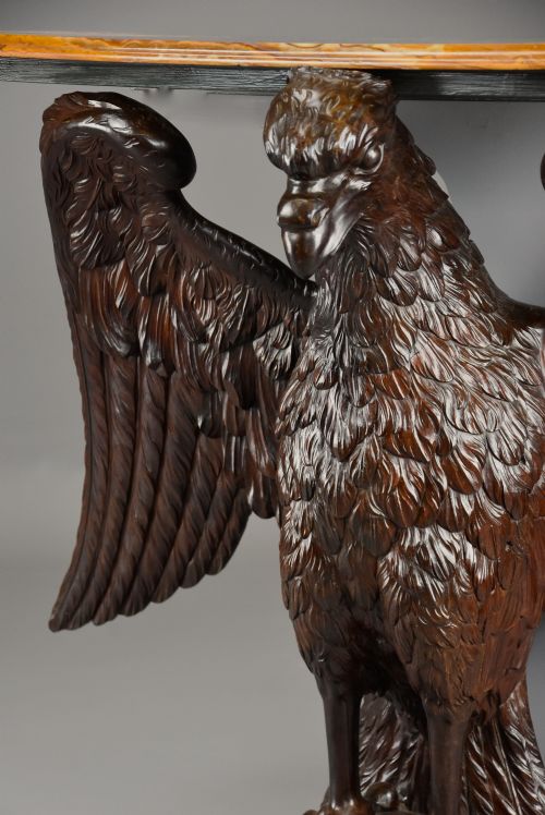 EXCEPTIONAL LARGE LATE 18TH CENTURY BAROQUE STYLE CARVED WALNUT EAGLE CONSOLE TABLE OR STANDALONE EAGLE CARVING - ADDITIONAL PHOTO 7