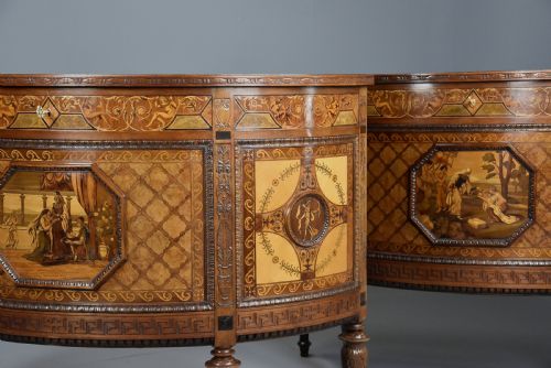 STUNNING PAIR OF EARLY 20TH CENTURY ITALIAN EXHIBITION QUALITY DEMILUNE SIDE CABINETS IN THE NEOCLASSICAL STYLE BY PIETRO FERRARIO - ADDITIONAL PHOTO 5