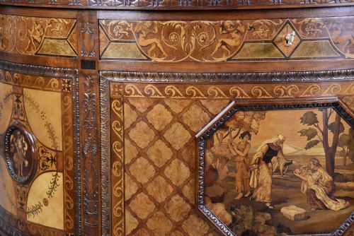 STUNNING PAIR OF EARLY 20TH CENTURY ITALIAN EXHIBITION QUALITY DEMILUNE SIDE CABINETS IN THE NEOCLASSICAL STYLE BY PIETRO FERRARIO - ADDITIONAL PHOTO 9