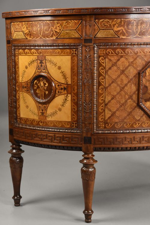 STUNNING PAIR OF EARLY 20TH CENTURY ITALIAN EXHIBITION QUALITY DEMILUNE SIDE CABINETS IN THE NEOCLASSICAL STYLE BY PIETRO FERRARIO - ADDITIONAL PHOTO 12
