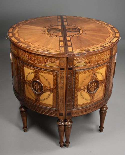 STUNNING PAIR OF EARLY 20TH CENTURY ITALIAN EXHIBITION QUALITY DEMILUNE SIDE CABINETS IN THE NEOCLASSICAL STYLE BY PIETRO FERRARIO - ADDITIONAL PHOTO 16
