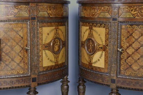 STUNNING PAIR OF EARLY 20TH CENTURY ITALIAN EXHIBITION QUALITY DEMILUNE SIDE CABINETS IN THE NEOCLASSICAL STYLE BY PIETRO FERRARIO - ADDITIONAL PHOTO 18