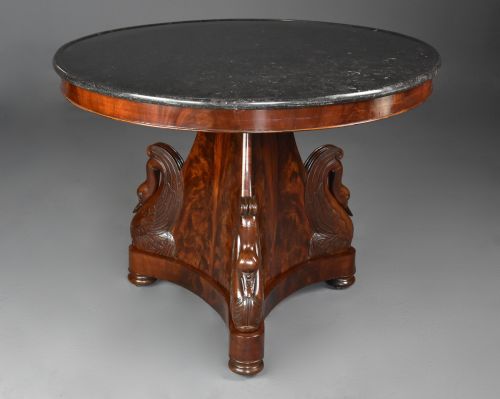 fig 2. Fine quality early 19th century French Empire mahogany gueridon table with carved swan decoration