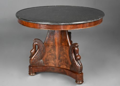 fig 3. Fine quality early 19th century French Empire mahogany gueridon table with carved swan decoration