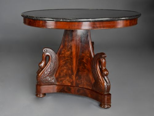 fig 4. Fine quality early 19th century French Empire mahogany gueridon table with carved swan decoration