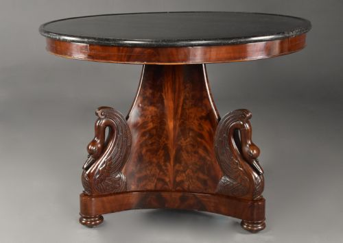fig 5. Fine quality early 19th century French Empire mahogany gueridon table with carved swan decoration