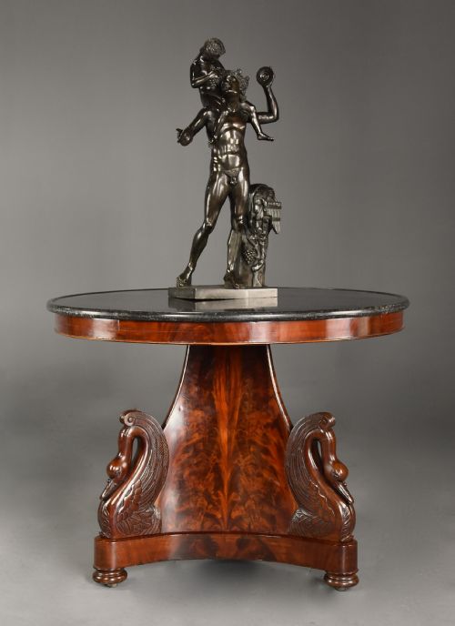 fig 6. Fine quality early 19th century French Empire mahogany gueridon table with carved swan decoration