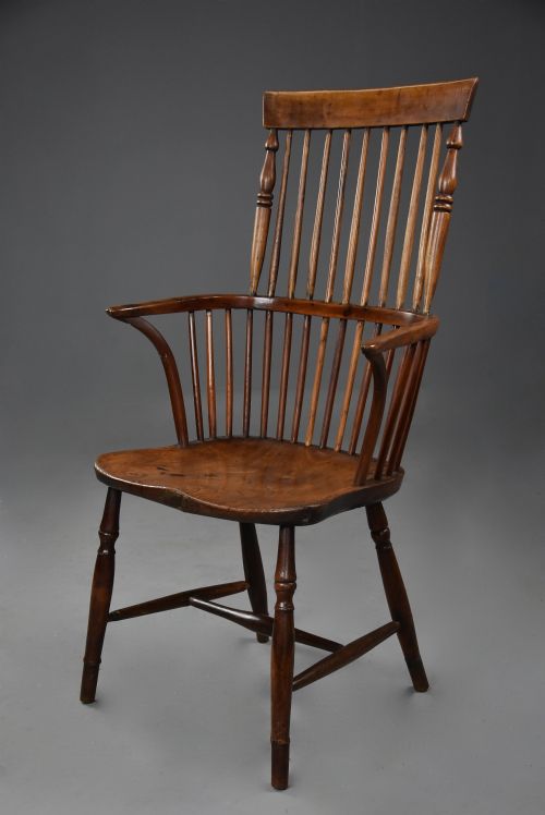 fig 1. Mid 19th century ash, elm & fruitwood comb back Windsor armchair of wonderful patina 