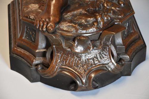 LARGE LATE 19TH CENTURY FRENCH BRONZED SPELTER FIGURE OF A FARM LABOURER SIGNED FMILLIOT - ADDITIONAL PHOTO 11